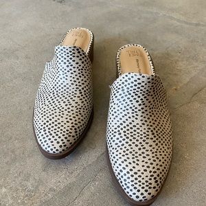 Time and Tru leopard heeled mules